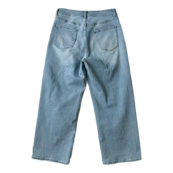 Quince Stretch High Rise Patch Pocket Wide Leg Jeans Light Wash Size 30 - Picture 4 of 8